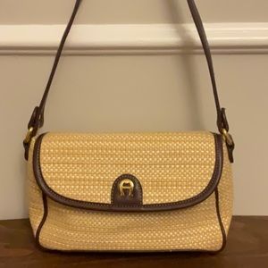Small Straw and Leather Etienne Aigner Purse